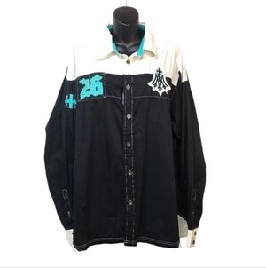 Bare Fox Men's Black White Button Down Shirt Size 2XL